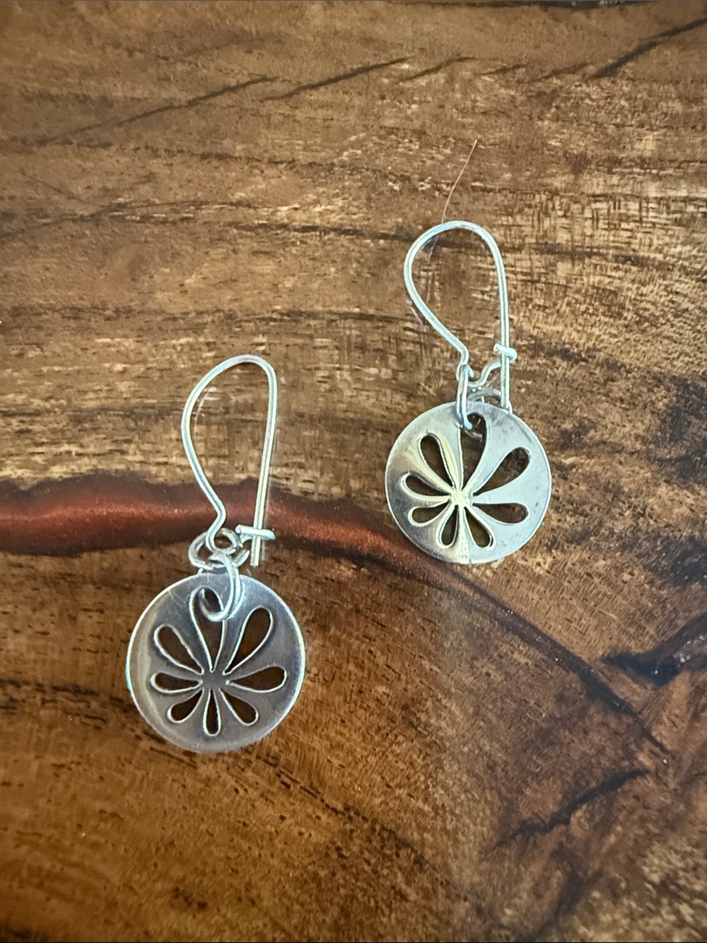 Silver Floral Cutout Dangle Earrings - Women Jewelry